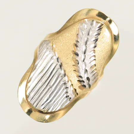 Ring, tvåfärgad stl ca 17½, bredd 3-32mm, 14K 1,7g Vikt: 1,7 g