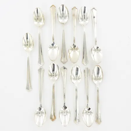 13 kaffeskedar modell Chippendale, ca 12cm, 830/1000 Silver Vikt: 181,5 g