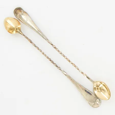 2 drinkskedar, ca 18cm, märkta nr 7 och 8, nysilver Vikt: 0 g