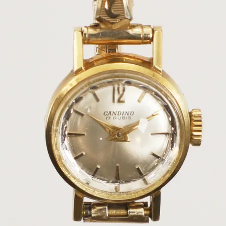 Damur Candino 18K, manuell, 17mm, boettnr 5075, flexarmband i stål, ej original, inga tillbehör. 