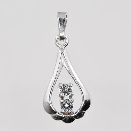 Hänge med vita stenar, längd 20mm, silver 925/1000 Vikt: 0,7 g