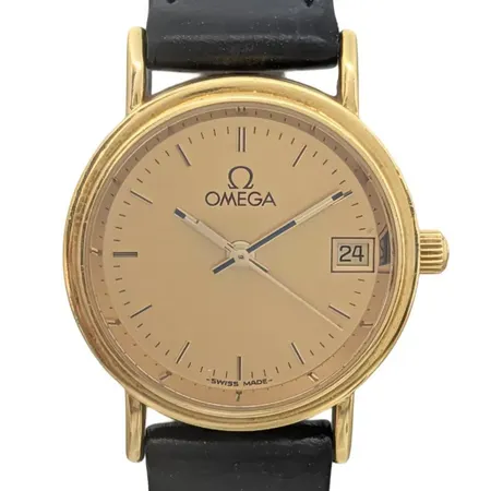 Damur Omega, 18K guld, Ø22,5 mm, quartz - behov av nytt batteri, boettnummer 56175016, gravyr, universal skinnband, 