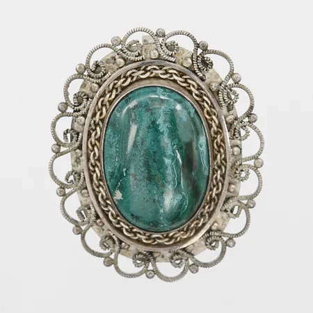 Hänge med eilatsten höjd 42mm, bredd 35mm, silver 925/1000 Vikt: 15,4 g