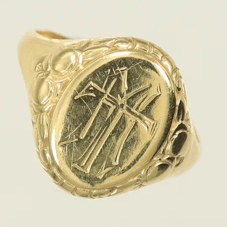 Klackring med monogram, stl 16¾ bredd 2-14mm, 14K Vikt: 3,3 g