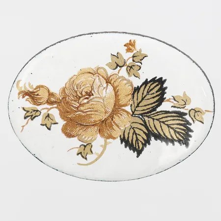 Brosch bemålad emalj, mått 40 x 34mm, metall