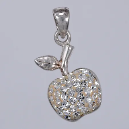 Berlock med vita stenar & plastmassa längd ca 20mm, bredd ca 2-10mm, 925/1000 silver Vikt: 2,1 g