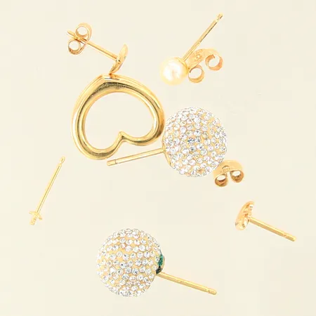 Diverse guldsmycken, udda, pärla, stenar, defekt, 18K  Vikt: 2,8 g