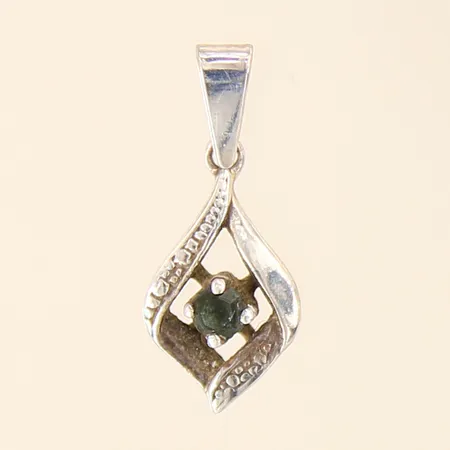 Hänge med blå samt vita stenar, 19x8mm, silver 830/1000 Vikt: 0,8 g