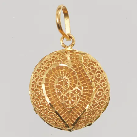 Hänge, genombruten dekor, 32x20mm, bucklig, 21K, 2,5g.