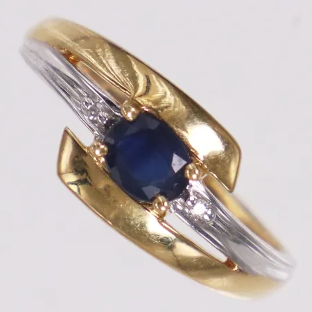 Ring safir diamanter ca 0,002ctv, stl 17, Guldfynd, 18K Vikt: 2 g
