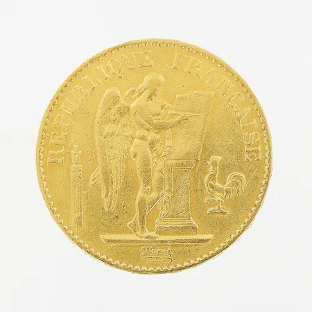 Mynt, Republique Francaise, 20 Francs, 1876, Ø21mm, 21K Vikt: 6,4 g