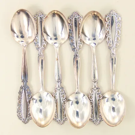 Moccaskedar, sex stycken, modell Carmen, GAB, silver 830/1000 Vikt: 49,8 g