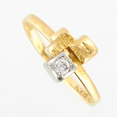 Ring Lapponia Björn Weckström, gulguld/vitguld med diamant ca 0,07ct, stl 17¾, skev skena, slitage på detaljer, bredd: 2mm-18mm, 18K  Vikt: 3,5 g
