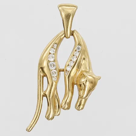 Hänge i form av en panter med vita stenar, höjd 36mm, bredd 18mm, 18K guld Vikt: 4,3 g