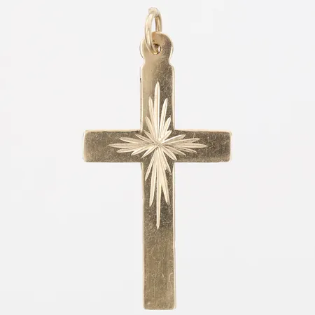 Hänge i form av ett kors, höjd 33mm, bredd 17mm, 14K guld Vikt: 0,8 g