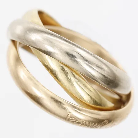 Ring Cartier Trinity märkt Les must de Cartier, en ring av/defekt, stl: 16½/52, saknar tillbehör, 18K guld, roséguld samt vitguld  Vikt: 8,6 g