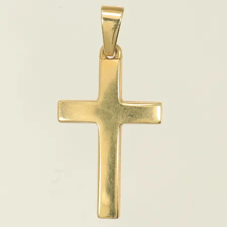 Hänge kors, längd 26mm inkl ögla, bredd 13mm, 9K, 0,5g Vikt: 0,5 g