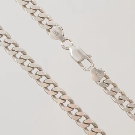 Kedja pansarlänk, 46,5cm, bredd: 7,1mm, Guldfynd, 925/1000 silver, 48,2g.