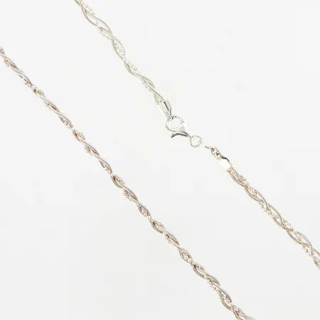 Collier flätat 43cm, bredd: 4mm, GHA silver 925/1000 Vikt: 13,8 g