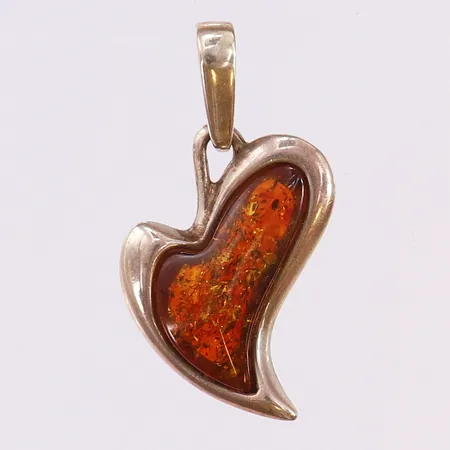 Hänge med orange sten, 30mm med ögla, silver  Vikt: 2,6 g