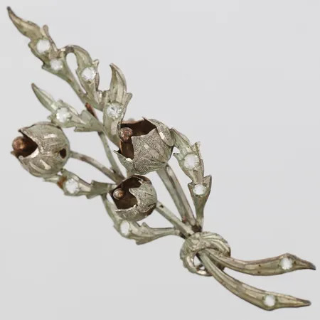 Brosch med vita stenar, längd 75mm, silver 925/1000 Vikt: 8,1 g