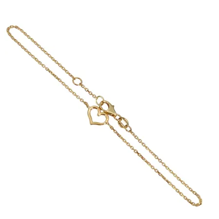 Armband, 18K guld, Ankarlänk med integrerat Hjärta, Guldfynd (GHA) 20100290, längd knäppt 17,4 cm / 18,4 cm, kedjans bredd 1 mm, hjärtats storlek 6 x 7 mm, ordinarie nypris hos Guldfynd 3698 kr Vikt: 1,2 g