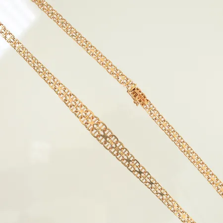 Halskedja doserad X-länk, längd ca 45cm, bredd 5-9mm, 18K, 17,6g 