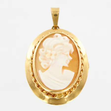 Hänge/brosch med camé, 33mm, bredd:22mm, 18K  Vikt: 3,7 g