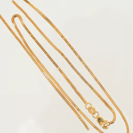 Halskedja, längd ca 41cm, bredd 1mm (defekt, av) 21K, 2,9g 