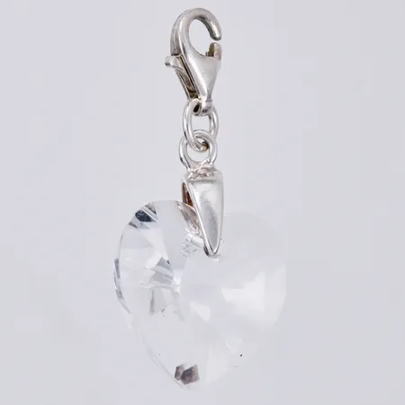 Berlock Hjärta med vit sten, längd ca 26mm, bredd ca 14mm, 925/1000 silver Vikt: 1,9 g