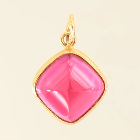 Hänge med röd sten, syntetisk spinell, 17x12mm, 18K  Vikt: 1,4 g