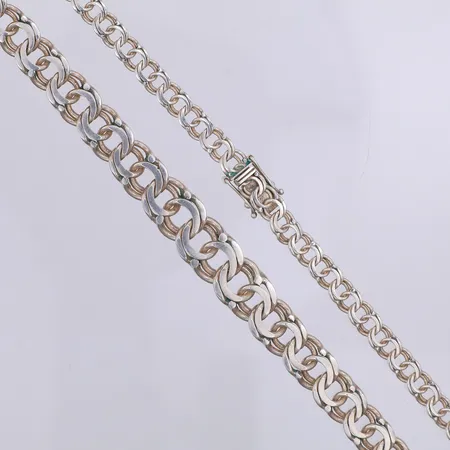 Collier Bismarck 43cm långt & 5-10mm brett, Guldfynd, 925/1000 silver Vikt: 20,4 g