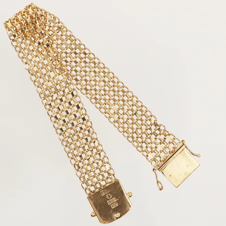 Armband X-länk, längd 19cm, bredd 15mm, skadat, 18K  Vikt: 21,1 g