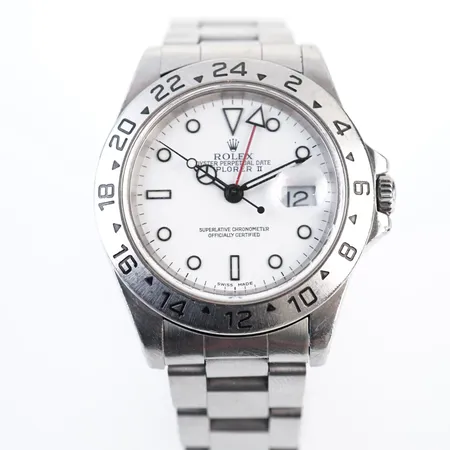 Herrur Rolex Explorer II ref: 16570 serie nr: A704633, cert, ej box. klocka går ej rotern lös service behov, nagg i glaset, gravyr.  uttagen 2000.