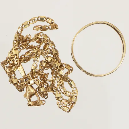 Kedja, ring, defekt, 14K Vikt: 5,9 g