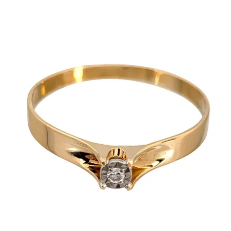 Ring, 18K guld, Diamant 0,01ct, Guldfynd (GFAB), svensk kontrollstämpel, Ø19,0 mm, bredd 2 - 3,3 mm, fint skick Vikt: 1,7 g