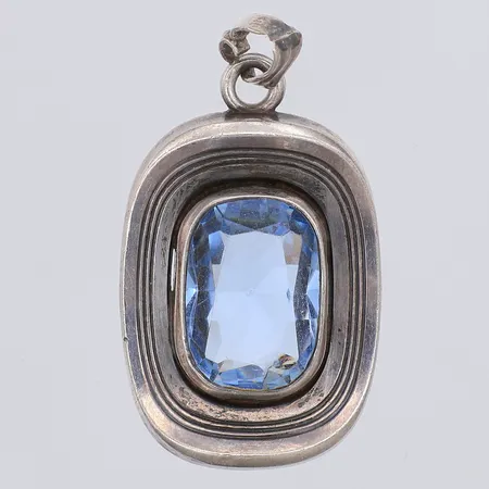 Hänge med blå sten 30mm, öglan defekt, skev, 830/1000 silver Vikt: 5,2 g