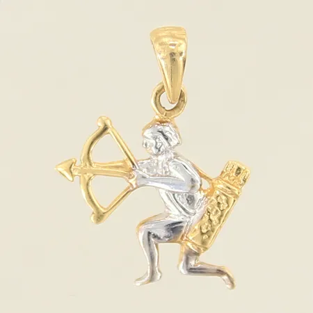 Hänge, skytten, 13x17mm, vitguldsdetaljer, 14K  Vikt: 1,4 g