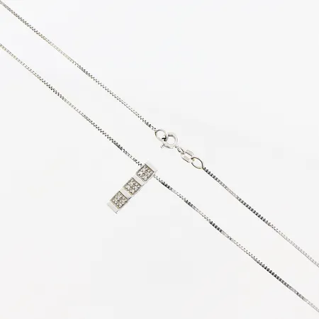 Collier Venezia diamanter 20st totalt 0,12ctv, 45cm, bredd 1mm, vitguld, 18K.  Vikt: 4,2 g