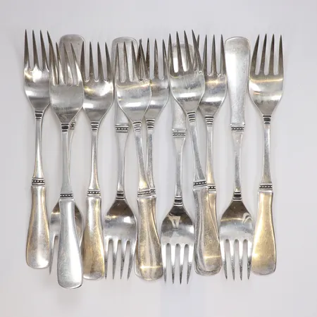 12st Matgafflar modell Uppsala längd 18cm MGAB silver 830/1000 Vikt: 536,6 g