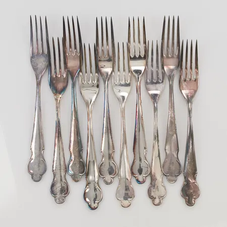 10 Gafflar, 14,5cm, modell: Disa, 830/1000 silver, 199,6g.