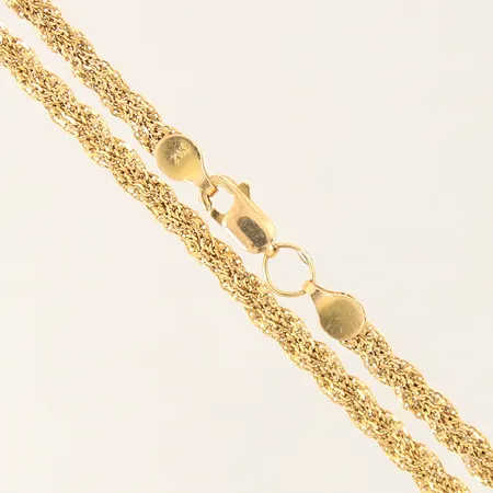 Collier flätat, längd 43cm, bredd 3,6mm, ojämnheter, 21K Vikt: 7,8 g