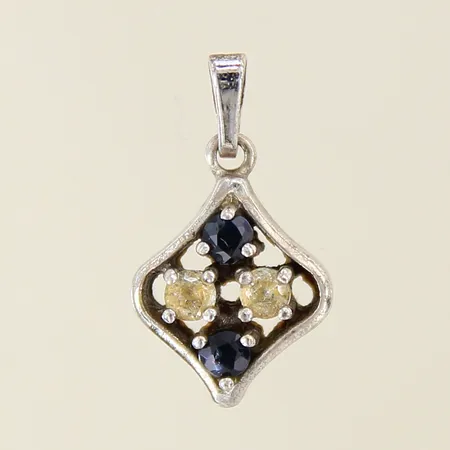 Hänge med vita samt blå stenar, 18x10mm, silver 925/1000 Vikt: 1,2 g