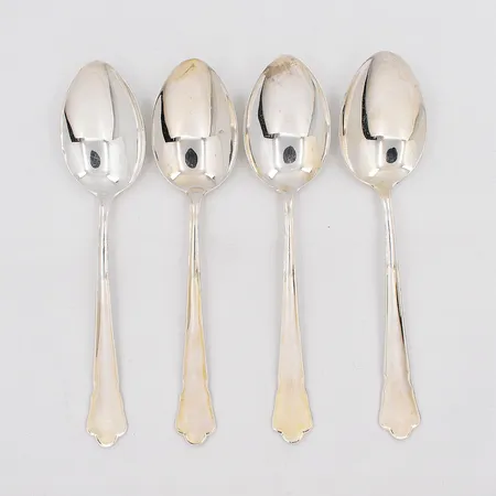 4 bordsskedar, modell Chippendale, längd 18cm, 830/1000 silver  Vikt: 179,6 g