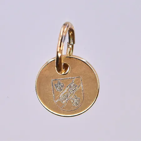 Hänge med kommunvapen Ludvika, Ø8 mm, 18K.  Vikt: 0,4 g