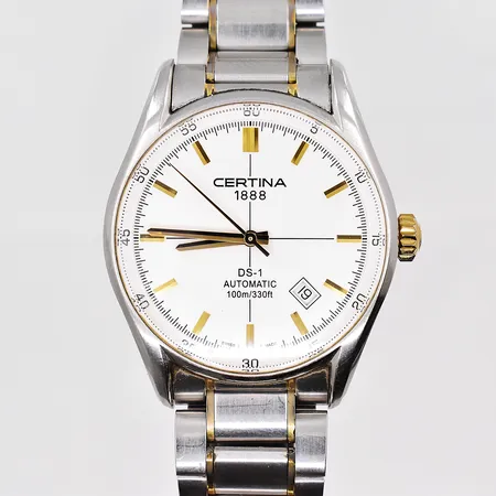 Herrur Certina DS-1 automatic, stål, Ø39mm, safirglas, datum, 10 ATM, ref-nr C0064072203100,  serie-nr 11BC0373207, certifikat, service kvitto, något repig länk, glas baksida, extra länkar, ej box