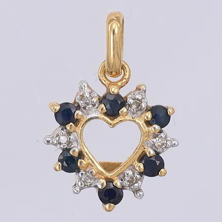 Hänge med diamanter 6 x ca 0,005ct & safirer 15mm, 18K Vikt: 1,3 g