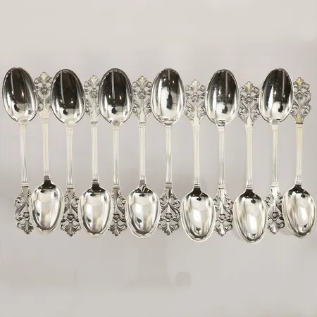 Tolv kaffeskedar, längd 11cm, Norge, nr 220, 830/1000 silver  Vikt: 117,2 g