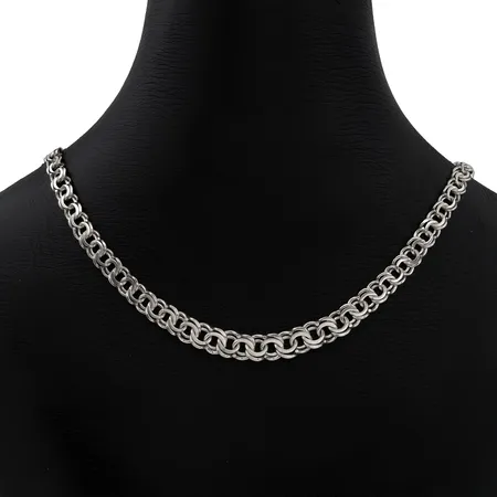 Halsband Bismarck, silver, doserad modell, längd 44 cm, bredd 5-7,5 mm, kontrollstämpel  Vikt: 17,3 g