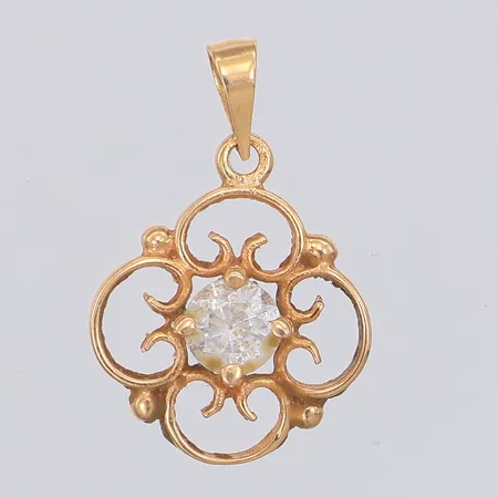 Hänge med vit sten 20mm, Hallberg, 18K Vikt: 1,3 g